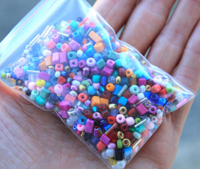 The Bead Store Small Beads and Seed Beads Mix 50 grams Not Uniform
