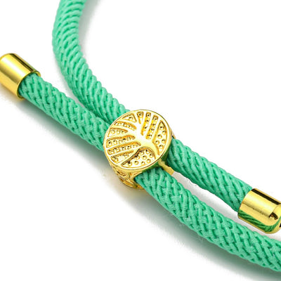 The Bead Store Turquoise Adjustable Bracelet Making Nylon Cord with Gold Plated Brass Tree of Life Sliding Stopper Bead