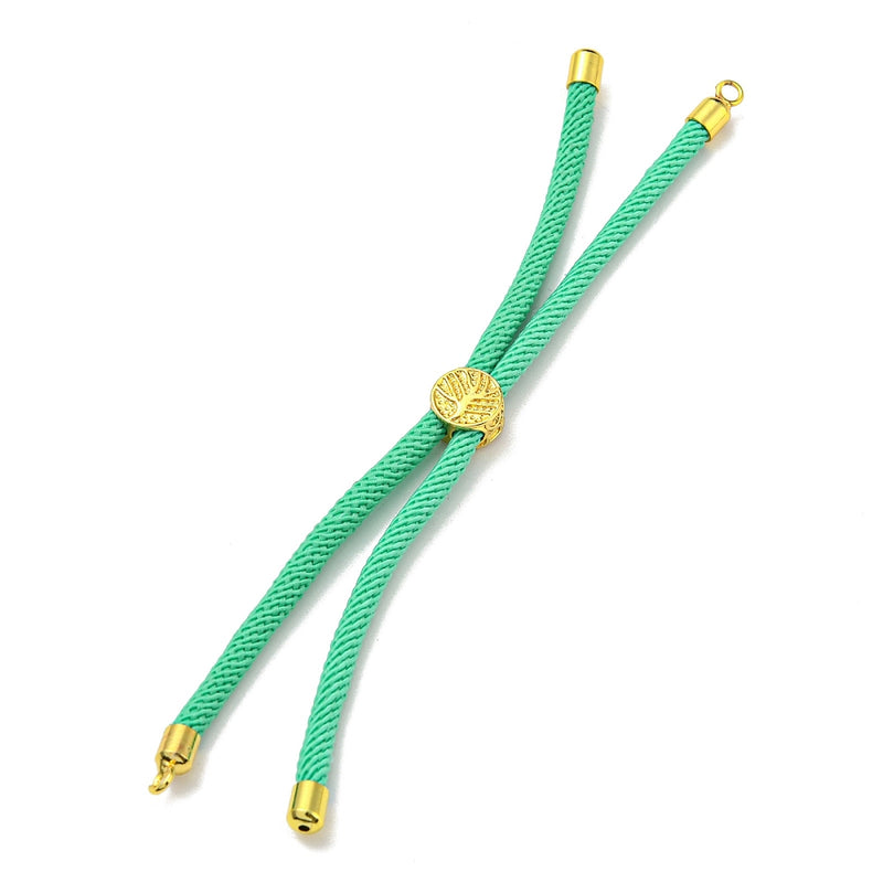 The Bead Store Turquoise Adjustable Bracelet Making Nylon Cord with Gold Plated Brass Tree of Life Sliding Stopper Bead