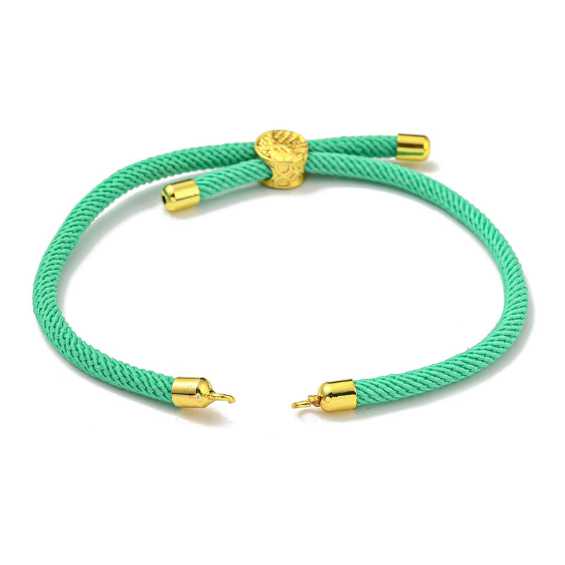 The Bead Store Turquoise Adjustable Bracelet Making Nylon Cord with Gold Plated Brass Tree of Life Sliding Stopper Bead
