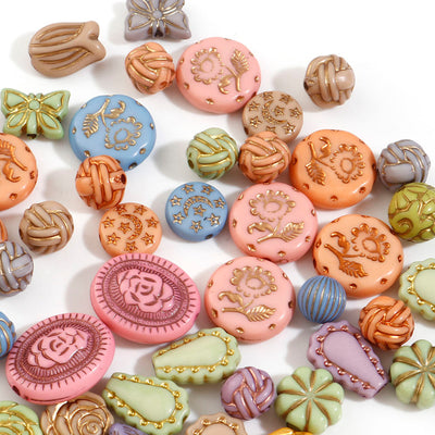 The Bead Store Vintage Style Acrylic Beads Mix Opaque Colours 50 beads