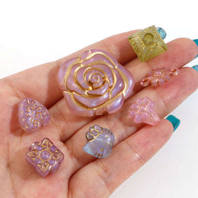 The Bead Store Vintage Style Acrylic Beads Mix Transparent Colours 50 beads