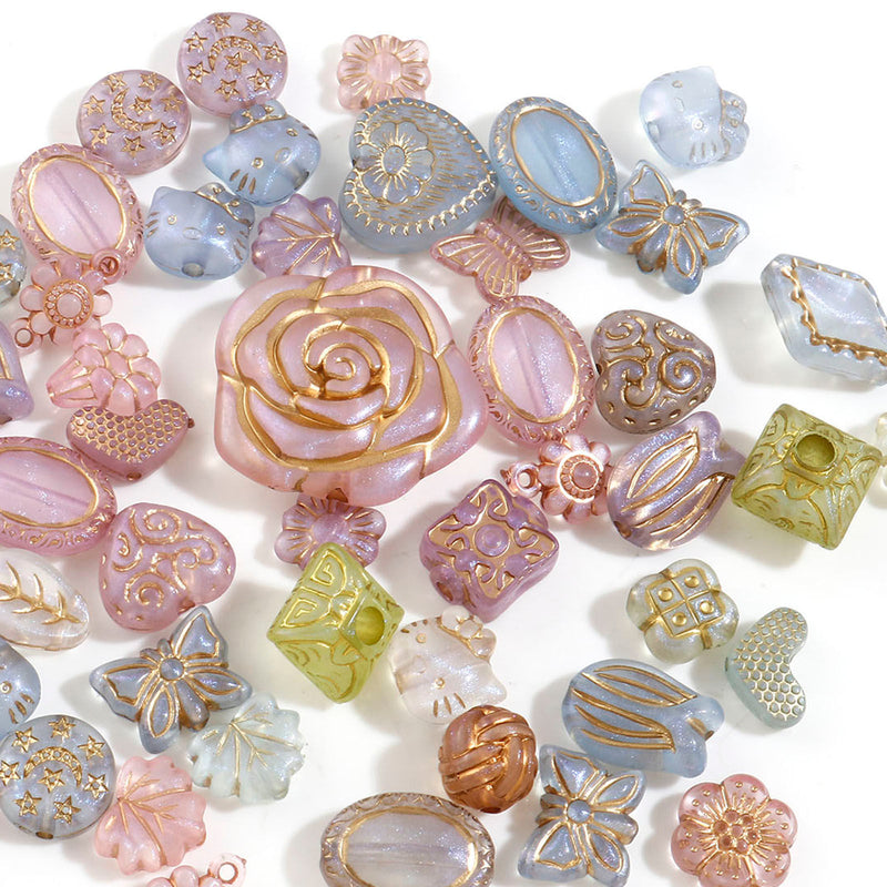 The Bead Store Vintage Style Acrylic Beads Mix Transparent Colours 50 beads