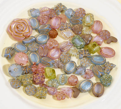 The Bead Store Vintage Style Acrylic Beads Mix Transparent Colours 50 beads
