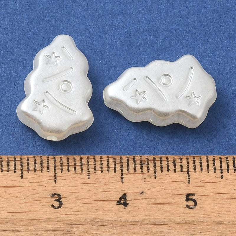 The Bead Store White Pearl Acrylic Christmas Tree Beads 17x12mm Pack of 10