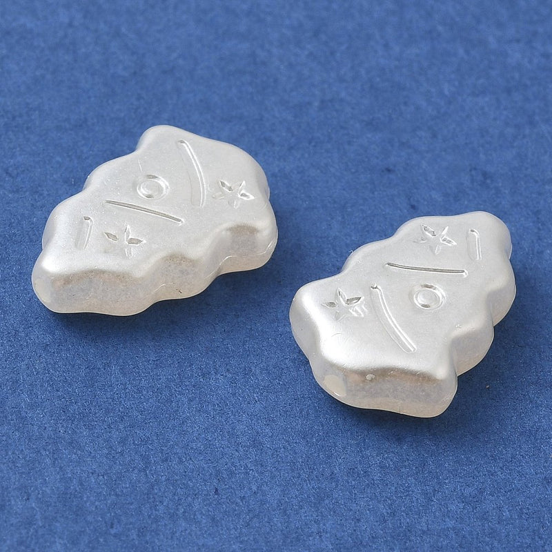 The Bead Store White Pearl Acrylic Christmas Tree Beads 17x12mm Pack of 10