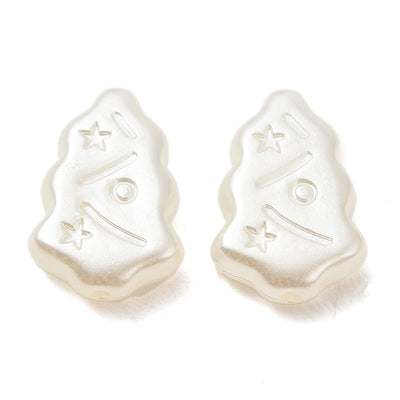 The Bead Store White Pearl Acrylic Christmas Tree Beads 17x12mm Pack of 10