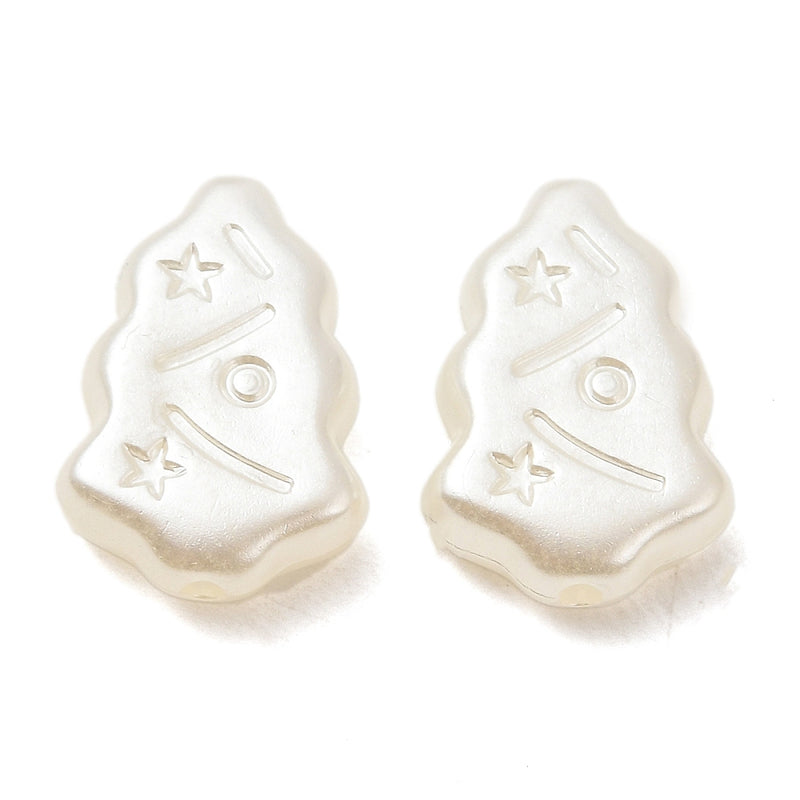 The Bead Store White Pearl Acrylic Christmas Tree Beads 17x12mm Pack of 10