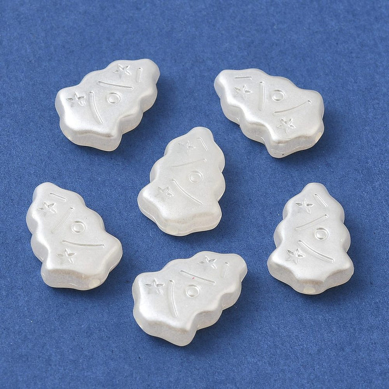 The Bead Store White Pearl Acrylic Christmas Tree Beads 17x12mm Pack of 10