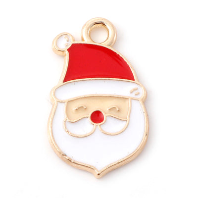 The Bead Store White and Red Enamel Santa Claus Charm