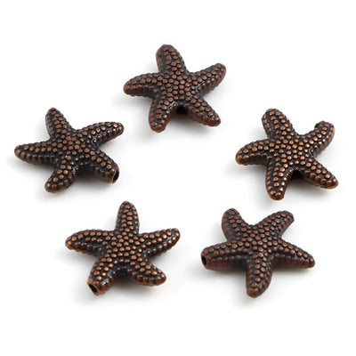 The Bed Store Metal Starfish Beads ~ 14mm ~ Antique Copper