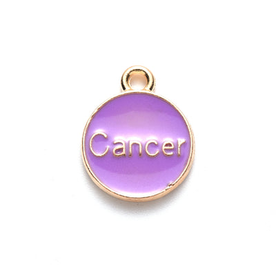 15x12mm Gold Plated Purple Enamel CANCER Charm