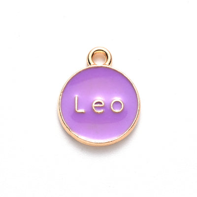 15x12mm Gold Plated Purple Enamel LEO Charm