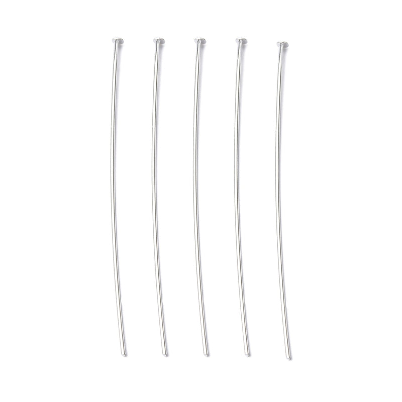 0.8mm Silver Plated Brass Headpins ~ 50mm Long ~ Pack of 50