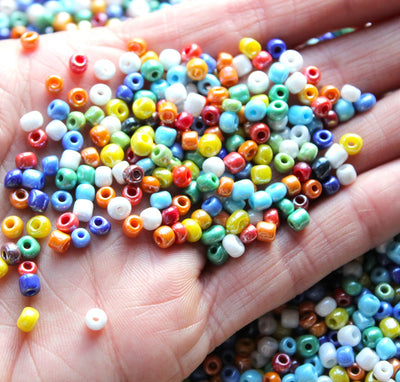 4mm Seed Beads ~ 20g ~ Mixed Opaque Lustred Colours