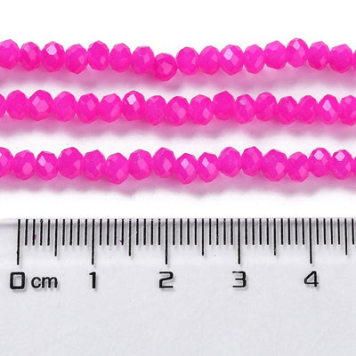 1 Strand of 4x3mm Electroplated Faceted Glass Rondelle Beads ~ Jade Hot Pink ~ approx. 113 beads