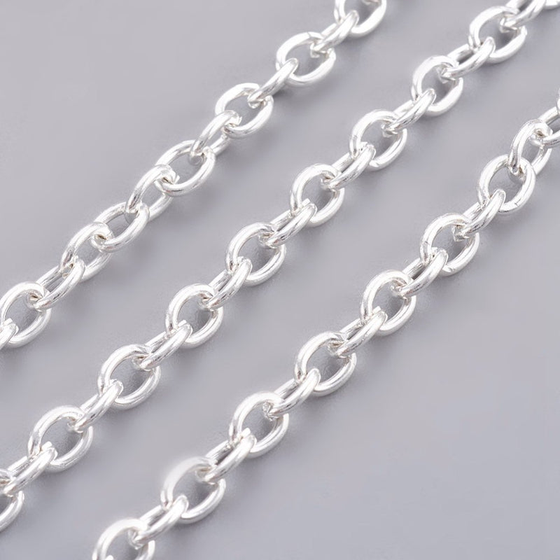 Silver Plated Chain ~ 5mm x 3mm ~ Pre-Cut 1 Metre