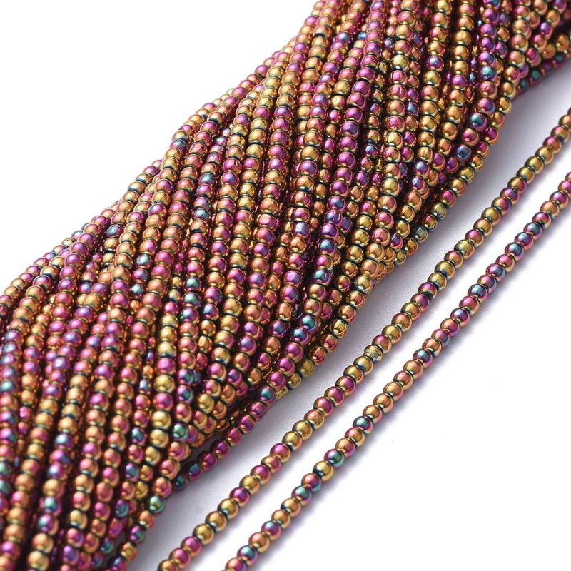 2.5mm Round Electroplated Glass Beads ~ Purple Iris ~ approx. 170 beads/string