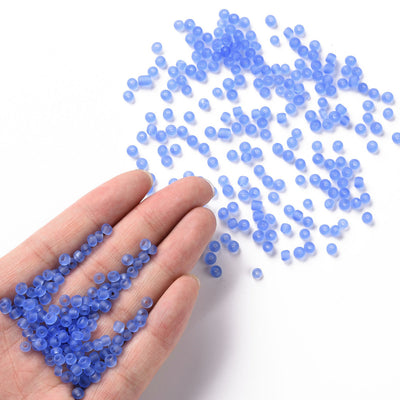 4mm Imitation Sea Glass - Frosted Glass Seed Beads ~ Cornflower Blue ~ 20g