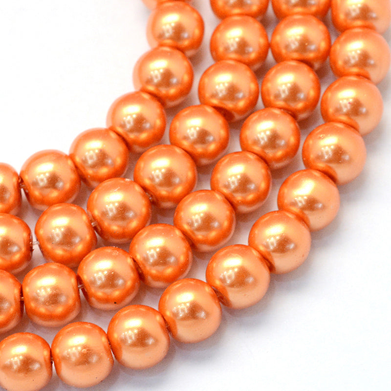 4mm Round Glass Pearls ~ Light Orange ~ approx. 210 beads / strand