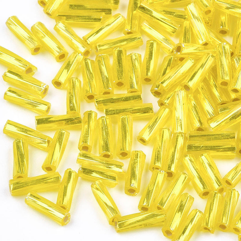 6.5mm FGB Twisted Bugle Beads ~ Silver Lined Yellow ~ 20g