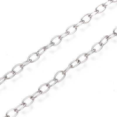 Stainless Steel Loose Chain ~ 4x2.5mm Oval Links ~ Pre-Cut 50cm (half a metre)