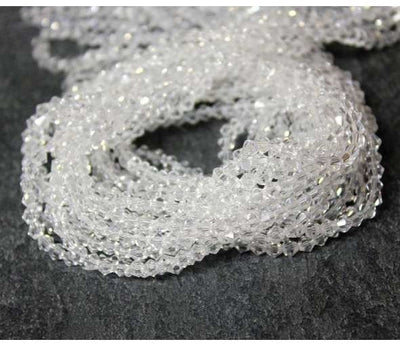 3mm Glass Bicones ~ approx. 120 Beads / String ~ Crystal Clear