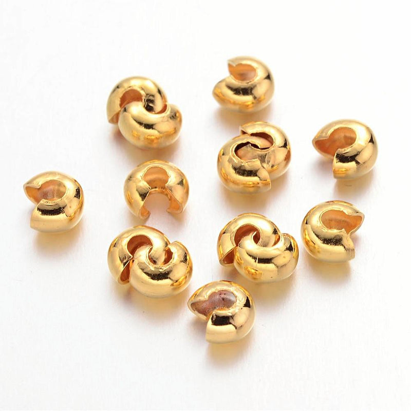 4mm Gold Plated Crimp Bead Covers ~ Pack of 20 ~ Lead and Nickel Free