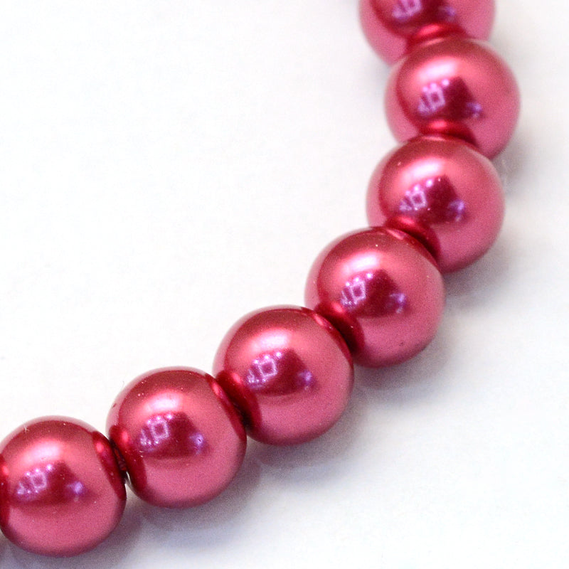1 Strand of 3mm Round Glass Pearl Beads ~ Raspberry ~ approx. 190 beads