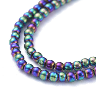 2.5mm Round Electroplated Glass Beads ~ Multicolour Plated ~ approx. 170 beads/string