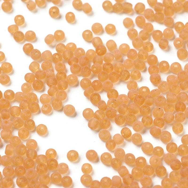 3mm Imitation Sea Glass - Frosted Glass Seed Beads ~ Beige ~ 20g