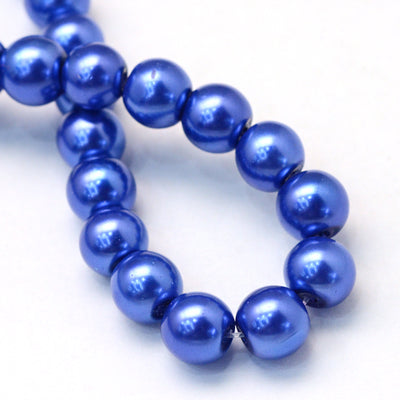 1 Strand of 3mm Round Glass Pearl Beads ~ Royal Blue ~ approx. 190 beads