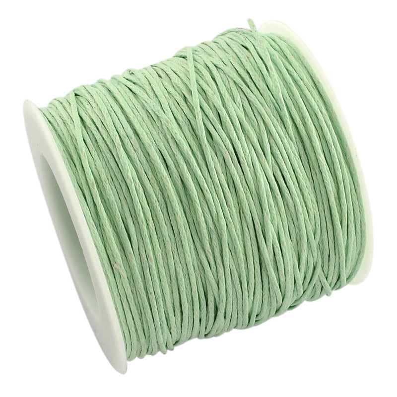 the Bead Store 1mm Waxed Cotton Cord ~ Pale Green ~ 1 Metre