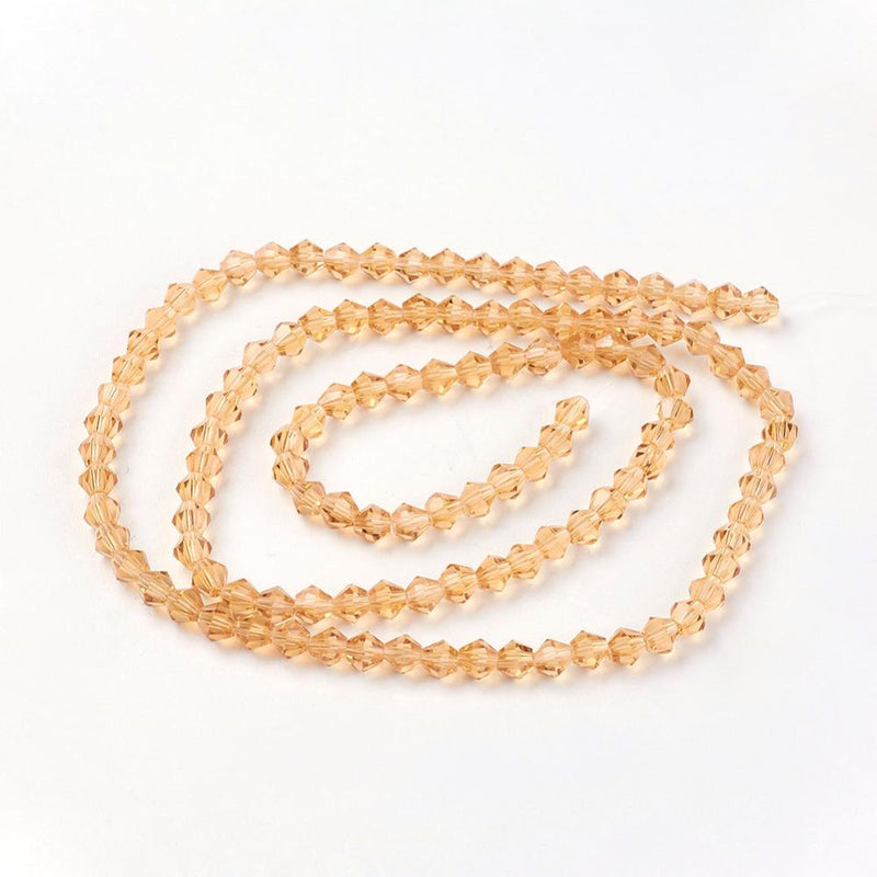 4mm Glass Bicones ~ approx. 96 Beads / String ~ Gold