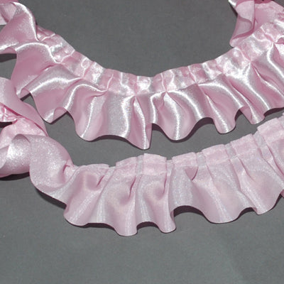 1 Metre of Wavy Lace Satin Ribbon ~ Pearl Pink ~ 40mm
