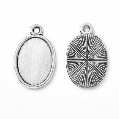1 x Antique Silver Plated Pendant Setting for 18x13mm Cabochon