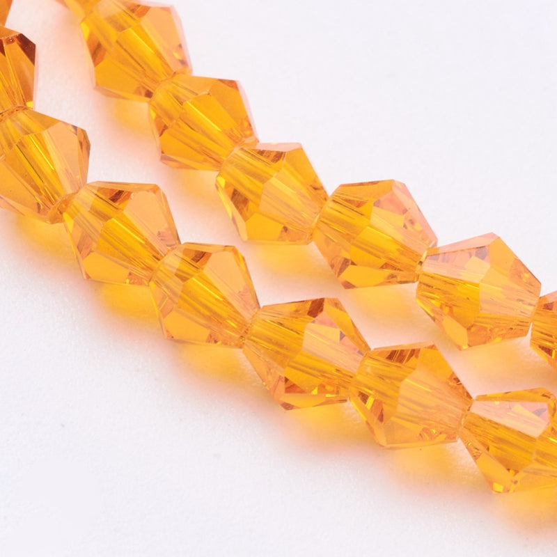4mm Glass Bicones ~ approx. 90 Beads / String ~ Orange