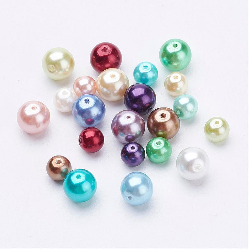6mm and 8mm Round Glass Pearls Mix ~ Mixed Colours ~ approx. 100 beads
