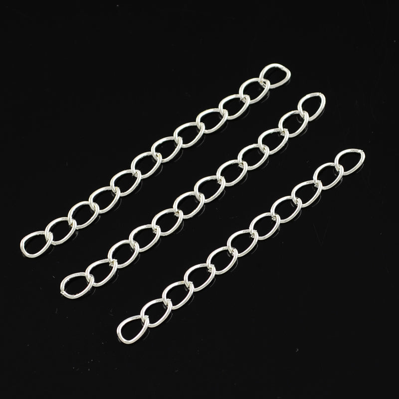 50mm Chain for making Chain Extensions ~ Silver Plated ~ Pack of 10