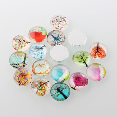 12mm Glass Cabochon ~ Mixed ~ Tree of Life - Pack of 10