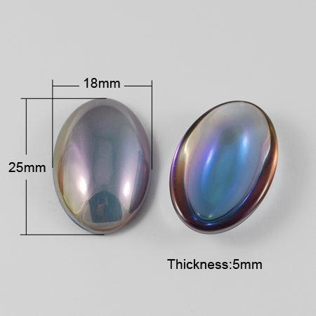 5 x Electroplated Glass Cabochons ~ Transparent Purple / Blue ~ 25*18mm