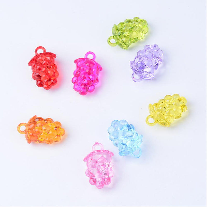 30x19mm Acrylic Grapevine Pendants ~ Mixed Colours ~ Pack of 10