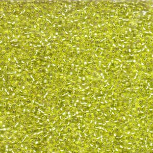Miyuki Seed Beads Round Size 11/0 ~ Silver Lined Chartreuse ~ 10g Bag