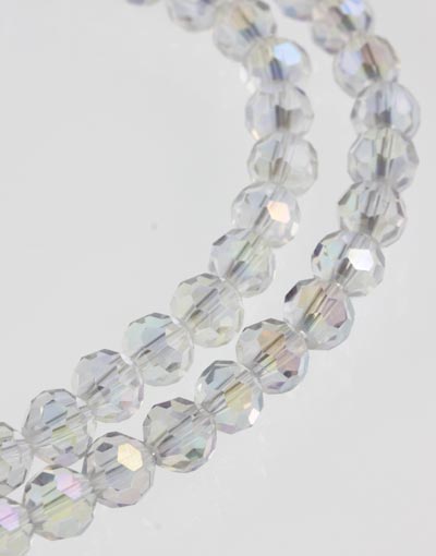 Crystal Glass Faceted Round Beads ~ 1 String ~ Crystal AB ~ c.54 x 8mm beads
