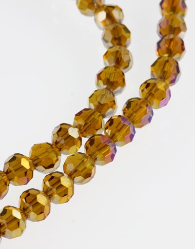Crystal Glass Faceted Round Beads ~ 1 String ~ Gold AB ~ c.74 x 6mm beads
