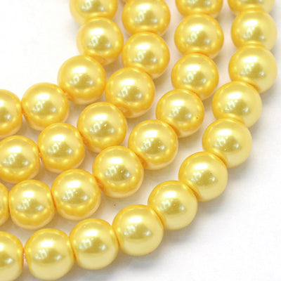 1 Strand of 6mm Round Glass Pearls ~ Gold ~ approx. 140 beads