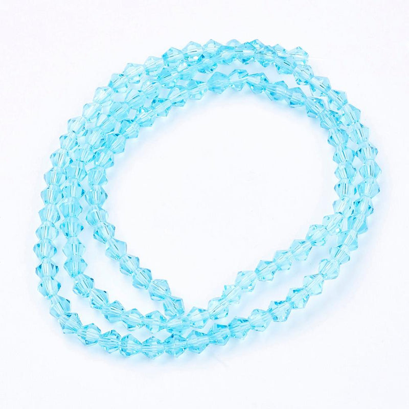 4mm Glass Bicones ~ approx. 88 Beads/String ~ Light Blue