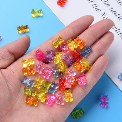 12x8mm Side-Drilled Acrylic Teddy Bear Beads ~ Mixed Colours ~ 50 Beads