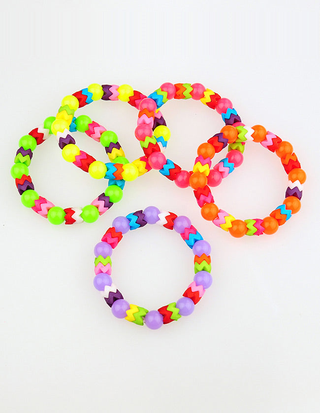 3 x Ready to Wear Acrylic Bead Stretch Bracelets for Children ~ Mixed Colours