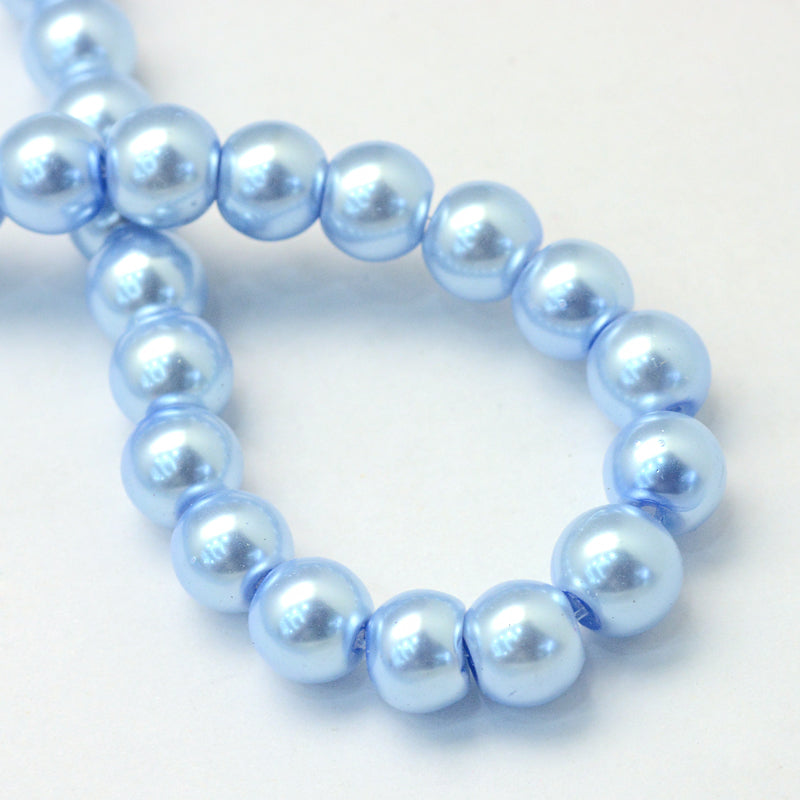 1 Strand of 3mm Round Glass Pearl Beads ~ Light Sapphire ~ approx. 190 beads